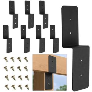 CNQLIS 3"x 5" Z Bracket, 8 Pcs Z-Shape Pergola Brackets, Heavy Duty Carbon Steel Double Angle Channel Angle Support for Wood Shelf Fixing Timber Connector