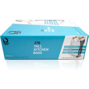 Hippo Sak - Tall Kitchen Garbage Bags with Ergonomic Handles - 13 Gallon Trash Bags - Super Strong Patented Reinforced Bottom and Leak Proof Tall Kitchen Trash Bags - Heavy Duty Trash Bags (270 Count)