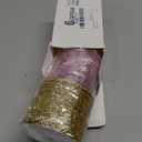 Geosar 2 Roll Gold Pink Mesh Glitter Ribbon 2.5 Inch x 10 Yard Christmas Glitter Sheer Metallic Wired Ribbon for Home Party Gift Wrapping Wreath DIY Crafts Xmas Tree Decor