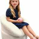 Hrebr Mini Toddler Chair Comfy 12 Years Old  17.3'' Compact Kids Couch with Carry Handle, Soft Teddy Plush Baby Chair, Washable Cover & Sturdy Design for Nursery & Playroom  White