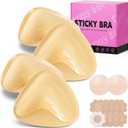Mearter Ultra Push up Sticky Bra Pads Inserts | Double Sided Adhesive Bra Inserts | Stick on Bra for Sports Bra Swimsuit (Large, Beige, 2PCS)
