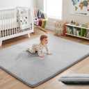 59x79 Baby Play Mat for Floor 1.5" Thick Soft Foam Mats, Light Grey