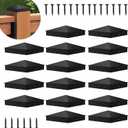 24 Pcs Black 4x 4(Actual 3.5" x 3.5") Aluminum Pyramid Fence Post Caps,Black Matte Post Covers Fit 4x4 Nominal Wood Post for Fence Wood Post of Decks or Corridors