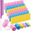 Syhood 56 Pcs Foam Sponge Hair Rollers 6 Sizes Soft Sleeping Curlers Flexible Sponge Curler Tool Rat Tail Comb for Long Short Hair Styling(Mixed Color)