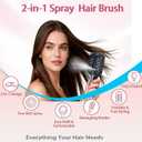 Hair Brush with Water Spray Mister - 2-in-1 Detangling Brush with Built-in Fine Mist, Portable Wet & Dry Styling Tool for Smooth, Frizz-Free Hair - Quick Refresh for Women & Girls On-The-Go(1 Black)