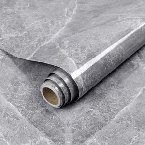 Glossy Grey Marble Contact Paper for Countertops,Marble Peel and Stick Wallpaper,Waterproof Removable Self-Adhesive Marble Vinyl Wrap for Kitchen Backsplash Bathroom Vanity,23.6"x472"