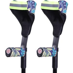 Forearm Crutch Pads and Hand Grip Covers for Open Cuff Crutches Forearm Crutches Accessories,Moisture Wicking Breathable Forearm Crutch Covers with Elastic Strap Increases Walking Comfort (Leaf)