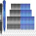 deegtran Pens Bulk, 50 Pack No Bleed Black & Blue Ink Click Pens with Soft Grip, Wholesale Retractable Ballpoint Pens for Office School, Medium Point Smooth 1.0MM