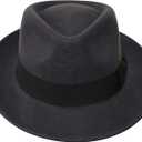 Premium Doyle - Teardrop Fedora Hat - 100% Wool Felt - Crushable for Travel - Water Resistant - Unisex (7 1/4-7 3/8, Dark Grey)