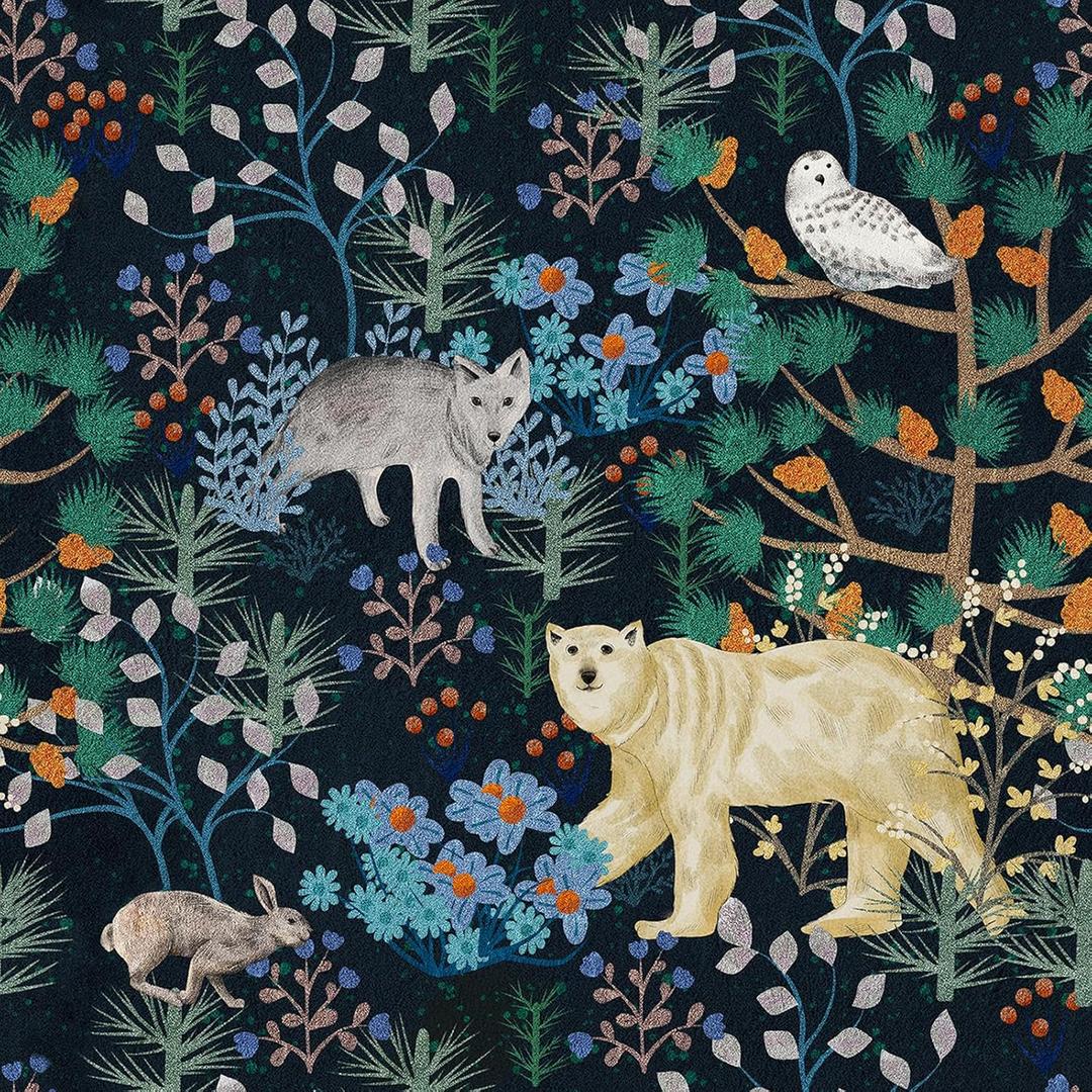 Forest Wallpaper Wolf Bear Owl Animals Peel and Stick Wallpaper Self Adhesive Removable Easy Peel Off Stick on Wall Paper for Bedroom Cabinet Renter Friendly 17.71"*118.1"