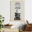 Foritho Funny Raccoon Bathroom Poster Wall Art Framed, Raccoon Lover Gifts for Women Men, Humorous Wild Animal Trash Panda Canvas Prints Wall Decor for Bathroom Toilet, 12x16 Inch