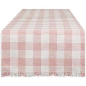 DII Heavyweight Fringed Check Tabletop Collection, Table Runner, 14x72, Pale Mauve