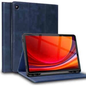 for Samsung Galaxy Tab A9 8.7 inch Case with S Pen Holder 2023 Model(SM-X110/X115/X117) Genuine Leather Cover Protective Shell.Blue
