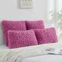 FUTEI Pack of 2 Decorative Throw Pillow Covers 20x20 Inch,Soft Fluffy Faux Wool Fur Boucle Textured Cushion Case,Modern Home Decor for Couch Bed Living Room Office,Hot Pink