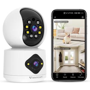 VSTARCAM 2K+2K Cameras for Home Security Indoor, Dual Cameras, 360 Pan-Tilt, Color Night Vision, Motion Detection, Real-time Alerts, 2-Way Audio, Works with Alexa,Cloud & SD Card Storage(up to 256GB)
