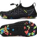 UBFEN Water Shoes for Kids Boys Girls Aqua Socks Barefoot Beach Sports Swim Pool Quick Dry Lightweight Toddler Little Big Kid C, Dark Grey 9