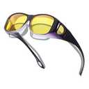 TJUTR Night Vision Driving Glasses for Women Men, Fit Over Wrap Around Eyewear Glasses, Yellow Lens Anti-glare TN8143