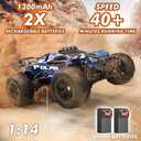 Rc Cars 1:14 All Terrain RC Car for Adults & Boys, 4WD Off-Road RC Truck High Speed Fast 40+ KPH, 4X4 Waterproof Remote Control Car with 2 Rechargeable 1300 mAh Batteries