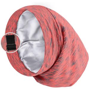 Satin Lined Sleep Cap Bonnet for Curly Hair and Braids, Stay On All Night Hair Wrap with Adjustable Strap for Women and Men