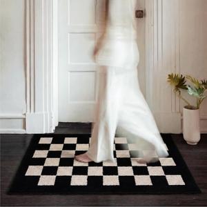 GRANNY SAYS Indoor Doormat, 20" x 32", Non-Slip Front Door Mats, Outdoor Welcome Mat Washable, Low Profile Indoor Door Mats for Entryway, Floor Inside Back Doormats (1'8" x 2'8" (Rectangular), Checkerboard)