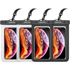 Waterproof Cell Phone Pouch : 4 Pack Float Clear Cell Holder Protector with Lanyard - Universal Floatable Water Proof Dry Bag for iPhone Samsung Galaxy for Beach Swimming Pool