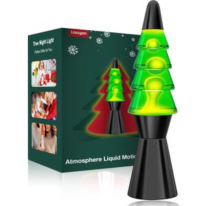 Lazzgan Christmas Tree Liquid Motion Lamps  14.5 Inch Black Large Christmas Tree Night Lights Table Lamp for Adults Kids, Mood Lighting Home Decor Christmas Unique Gifts