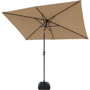 COBANA 6.5 x 10 ft Rectangular Patio Umbrella with Base, Outdoor Table Market Tilt Umbrella with Stand, Beige