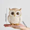 White and Gold Owl Statue - Cute Resin Figurine Home Decor for Desk Bookshelf Coffee Table, Gift for Owl Lovers, Office Living Room Bedroom Decor