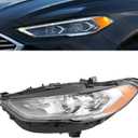 Halogen Headlights Headlamps w/LED DRL For 2017 2018 2019 2020 Ford Fusion, Left & Right Side Headlight Assembly Head Lamps Front Head Lights Bulb Included (Left Driver Side)