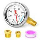 MEANLIN MEASURE 0~60Psi Stainless Steel 1/8" NPT 1.5" FACE DIAL, Glycerin Filled Pressure Gauge, Liquid Filled, Water Oil Air, Lower Mount, with 1/4" NPT and 3/8" NPT Hex Bushing
