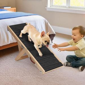 Dog Ramp for Couch - Joint & Spine Support with Gentle Incline for Small Dogs, Adjustable, Anti-Slip & Foldable, Up to 35 lbs