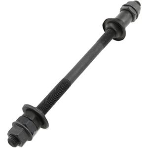 Bike Axle 190MM Bicycle Multiple Speed Rear Hub Axle 3/8 Inch Black 26 TPI Hub Shaft Conical Lock Nut Washer Kit -1PCS