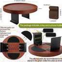 2 Pack Sofa Arm Tray,11.8“ Adjustable Natural Wood Couch Arm Trays Tables with Phone Holder,More Anti-Slip Clip On Chair Table Tray,Round Couch Armrest Cup Holder for Drinks Snack Eating