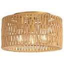 Rattan Ceiling Light Fixture, 3 Light Bohemian Modern Woven Ceiling Light, Boho Flush Mount Ceiling Light for Bedroom Living Room Dining Room, Bulb NOT Included