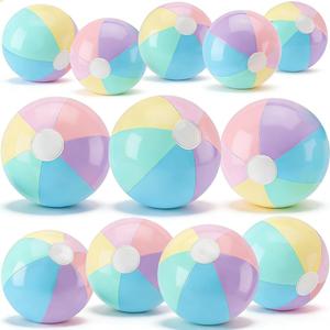 Multi-Size Inflatable Beach Balls 12 PCS 12" 16" 24" Jumbo Rainbow Beach Balls Bulk for Kids & Adults Summer Pool Toys Hawaiian Party Decorations, Outdoor Water Games