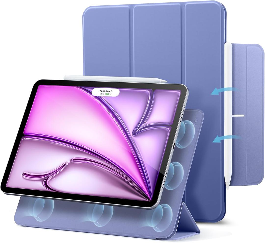 ESR for iPad Air 13 Inch Case M3/M2 (2025/2024), iPad Pro 12.9 6th/5th/4th Gen, Powerful Magnetic Attachment, Slim Trifold Stand Case, Supports Pencil Pro & Pencil (USB-C), Rebound Series, Lavender