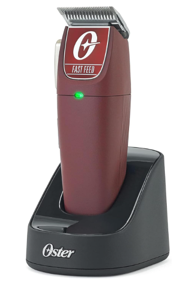 Oster Professional Cordless Hair Clippers, Fast Feed for Barbers and Hair Cutting with Detachable Blade, Burgundy