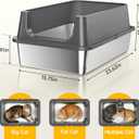 XL Open Top Stainless Steel Litter Box Large with High Sides,Gray | Extra Large Metal Cat Litter Pan , XL Litter Box, Non-Stick Easy Clean Anti-Leak Kitty Litter Pan, Odor Control, Open Top