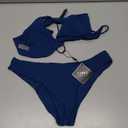 ZAFUL Women's Solid Spaghetti Strap Bralette Bikini Set Two Piece Swimsuit (1-Peacock Blue2, Medium)