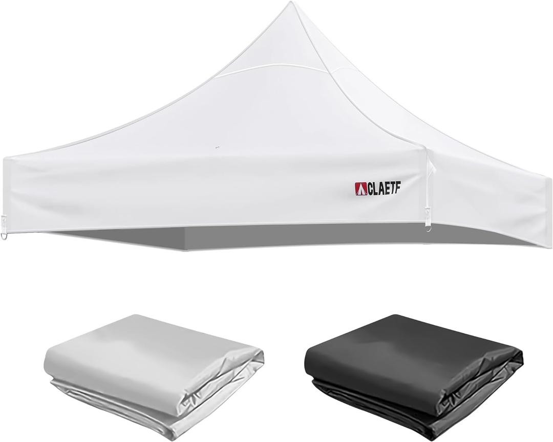 10x10 Canopy Replacement Top for Pop Up Canopy Tent - 4 Drainage Holes10x10ft Canopy top Suitable for Most of The Standard Canopy(top only, White)