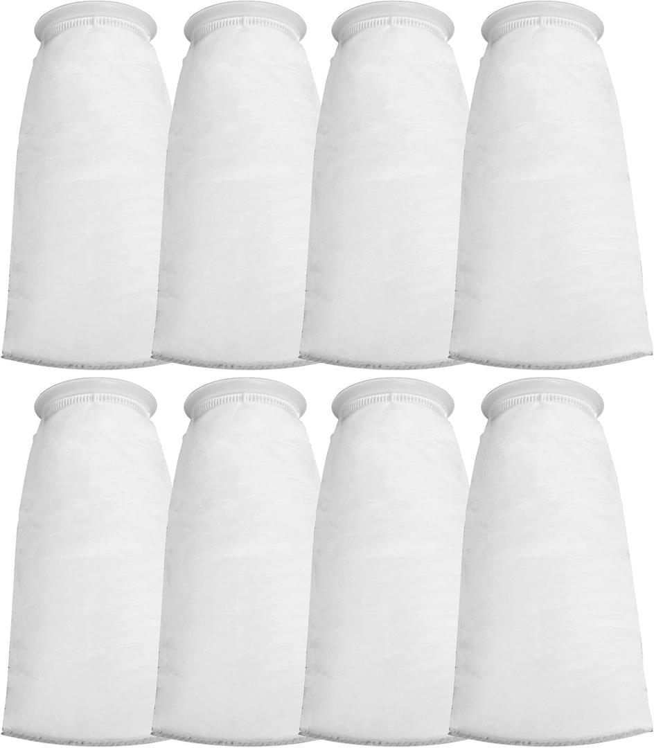 Filter Sock 4 Inch Ring, Filter Socks for Saltwater Aquarium by 15 Inch Long, 200 Micron Aquarium Filter Sock for Fish Tank Sump Saltwater Freshwater Aquariums (8 Pack)