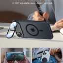 [Upgraded Full Camera Protection] for iPhone Air Case with Camera Cover Stand [Fit for MagSafe][10FT Mil-Grade Protection] Translucent Magnetic Phone Cover for iPhone 17 Air Case, Black