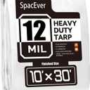 Tarp Heavy Duty 10x30 FT, 12 Mil Thick Large Tarps Water-Proof with Grommets, UV& Tear Resistant, Plastic Cover for Pool Roof Tent Outdoor Firewood, White