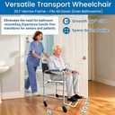 Aliseniors 3-in-1 Shower Chair with Wheels, Portable Bedside Commode & Toilet Safety Rail, Rust-Proof Rolling Commode for Elderly & Disabled, Fits Narrow Bathroom Doors, Waterproof, 250 lbs Capacity