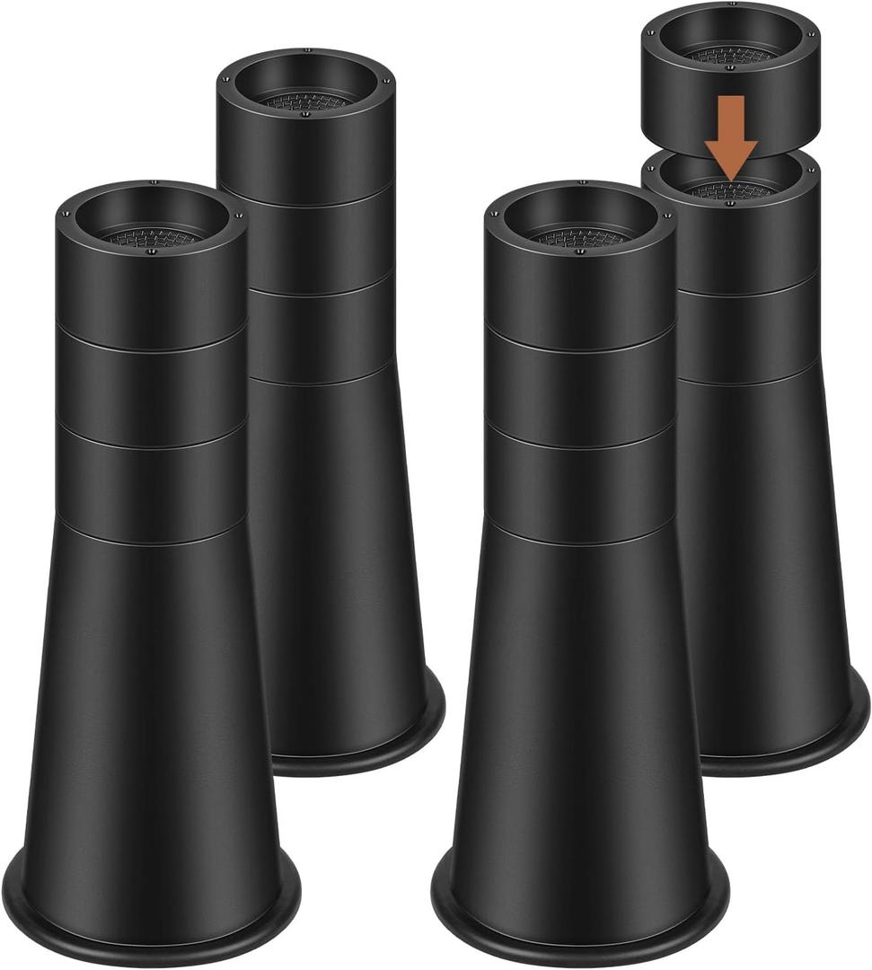 shouwuhho Bed Risers 14 Inch, Heavy Duty Round Furniture Risers Lifts 14" 12" 8" Table, Desk Leg, Sofa, Couch, Adjustable Bed Frame Risers Supports Up to 6,000 Lbs, Black, 4 Pack