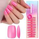 SXVME Hot Pink Soft Gel Nail Tips Medium Short Square Gel Tips Pre-colored Press on Nails Pre Applied Tip Primer Natural Acrylic Fake Nails Extensions for DIY Nail,300Pcs