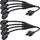 Cable Matters 2-Pack 4 Outlet Power Splitter Cord - 1.5ft, NEMA 5-15P to NEMA 5-15R Y Power Cord Splitter, 16 AWG Outlet Saver, 4 Way ExtensionCord, 1.5 Feet