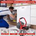 Drain Cleaner Machine 50Ft x 5/16 Inch, Electric Drain Auger Professional, Foot Switch with 6 Cutters, Glove, Drain Auger Cleaner Sewer Snake for 3/4 to 3 Inch Pipes