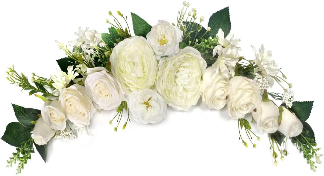Wedding Arch Flowers, Artificial Floral Swags, 23" Decorative Swag, Welcome Sign Flowers, Artificial Flower Swag for Door Wedding Party Wall Home Decor (Ivory)