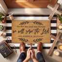 Moucuny 2 Pcs Christian Door Mat 24'' x 35'' Black and White Striped Outdoor Rug 16'' x 28'' as for Me and My House We Will Serve the Lord Non Slip Welcome Coir Mat for Front Decor